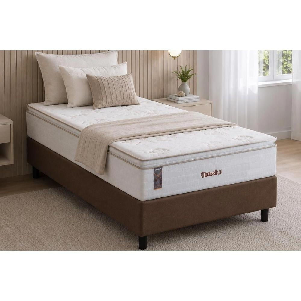Cama Box CRC Solteiro +Colchão Molas Marselha Hellen 88x188
