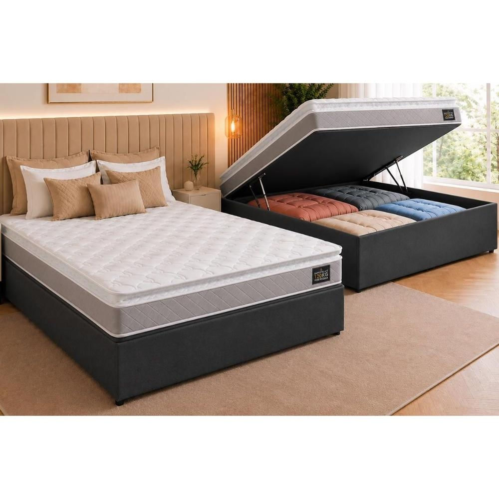 Cama Box Baú CRC Casal +Colchão D33 Magnum Hellen 138