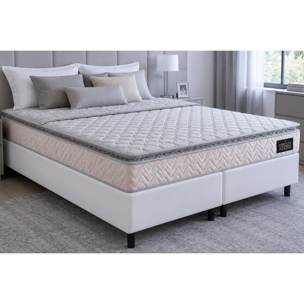 Cama Box CRC Queen +Colchão Anatômico Ortopédico D45 Shelby Hellen 158