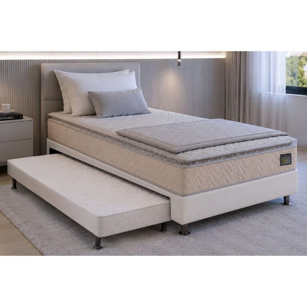 Cama Box c/Aux CRC Solt +Colchão Ortopédico Shelby Hellen -