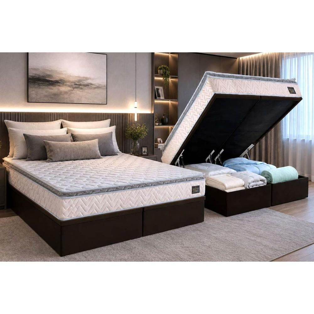 Cama Box Baú CRC Queen +Colchão D45 Shelby Hellen 158