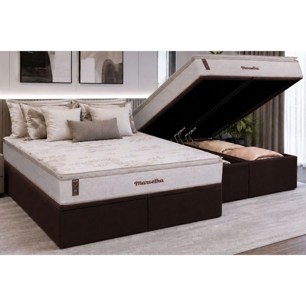 Cama Box Baú CRC King +Colchão Molas Marselha Hellen 193x203