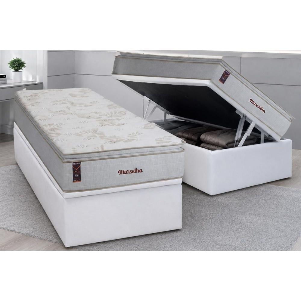 Cama Box Baú CRC Solteiro +Colchão Molas Marselha Hellen 88