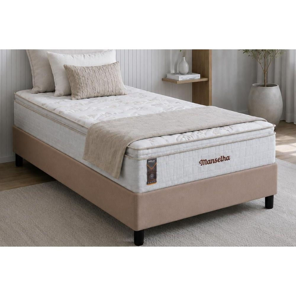 Cama Box CRC Solteiro +Colchão Molas Marselha Hellen 88x188