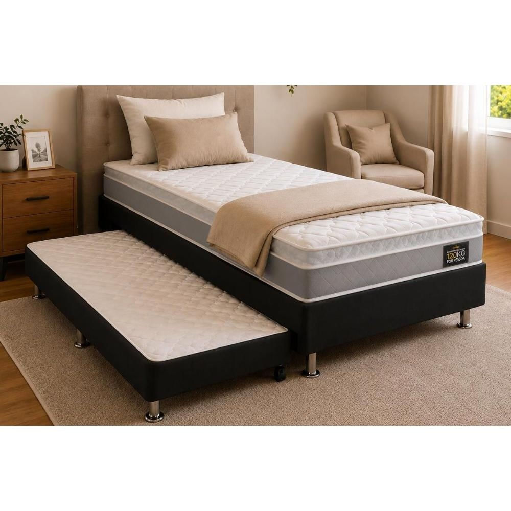Cama Box c/Aux CRC Solt +Colchão Ortopédico Magnum Hellen -