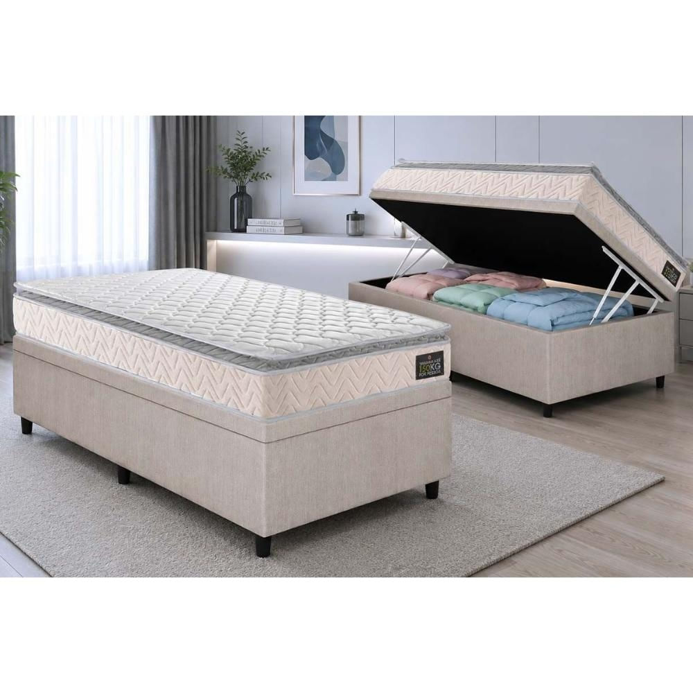 Cama Box Baú CRC Solt +Colchão Ortopédico Shelby Hellen 88