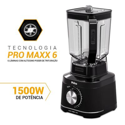 Liquidificador Philco PLQ15A Preto 1500W com 12 Velocidades Preto / 110