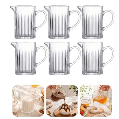 Jogo 6 Leiteiras Soho Vidro Com Bico 290ml L Hermitage Jarra Pequena Leite Café Creme Mesa Posta