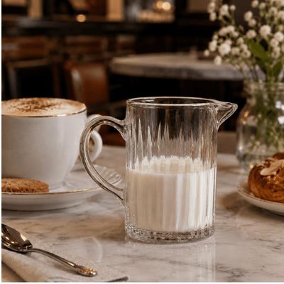 Jogo 6 Leiteiras Soho Vidro Com Bico 290ml L Hermitage Jarra Pequena Leite Café Creme Mesa Posta