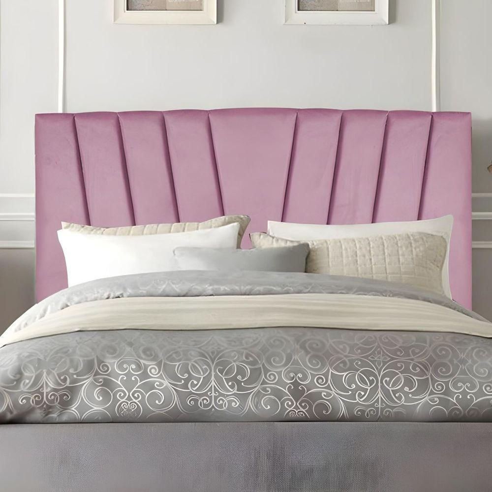 Cabeceira King Cama Box Estofada 195 Cm Lile Suede Rosa