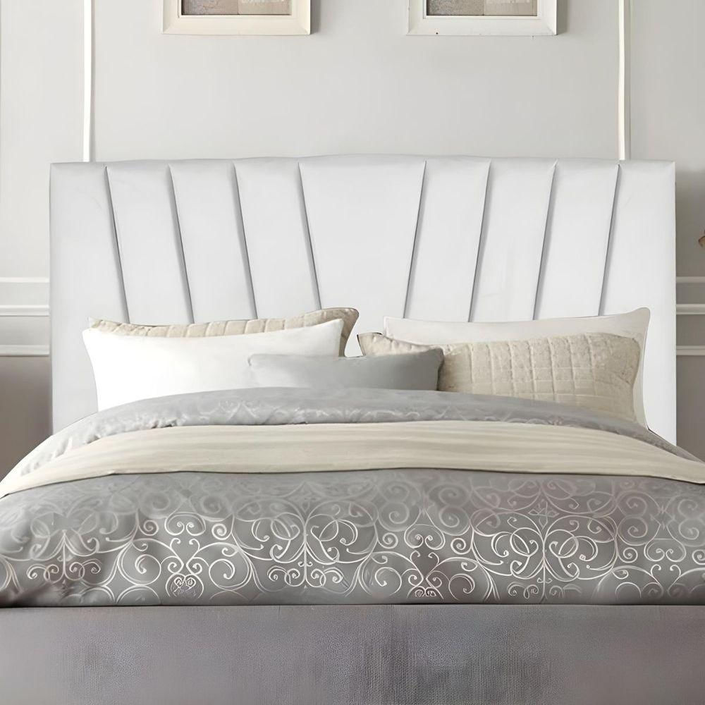 Cabeceira King Cama Box Estofada 195 Cm Lile Corino Branco
