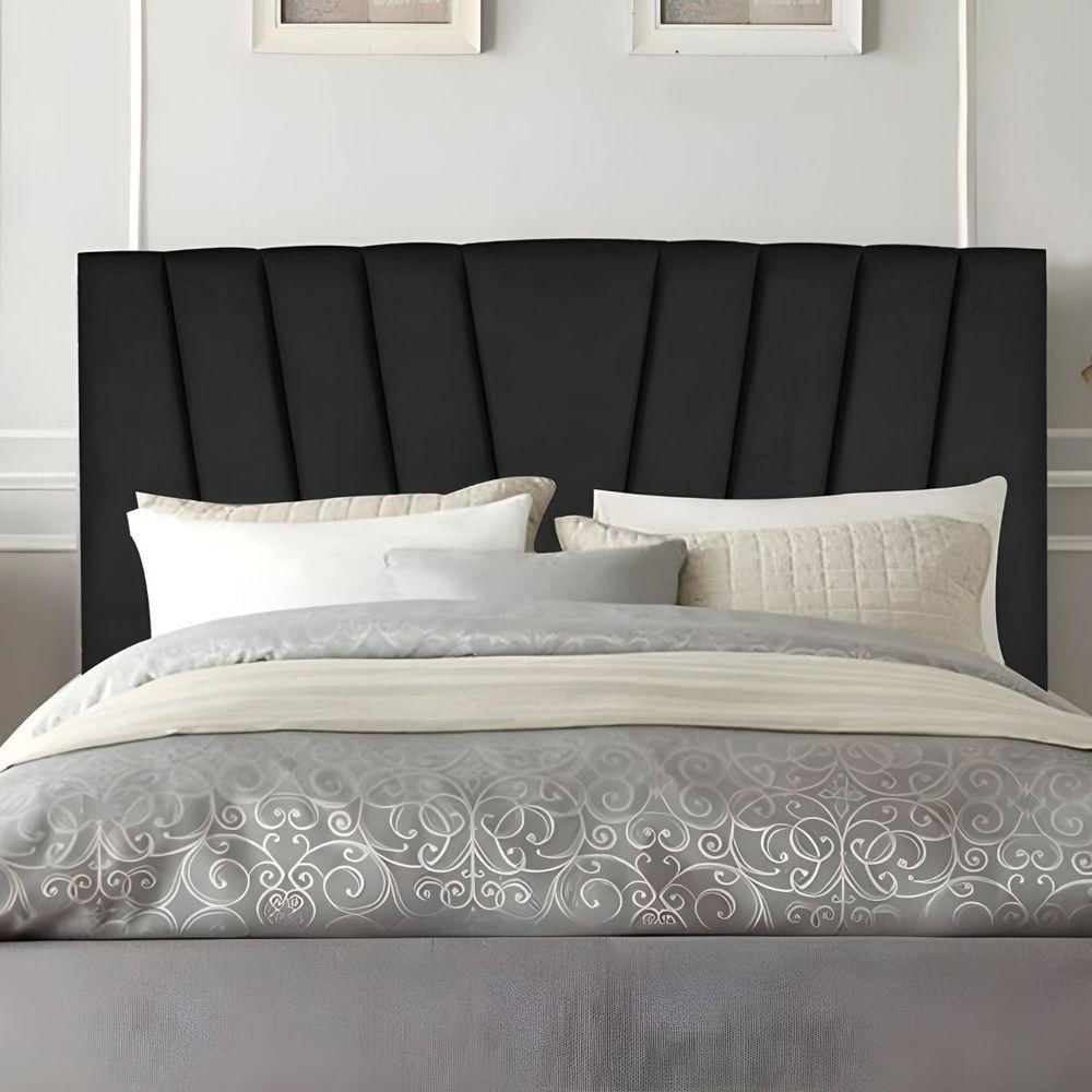 Cabeceira King Cama Box Estofada 195 Cm Lile Corino Preto