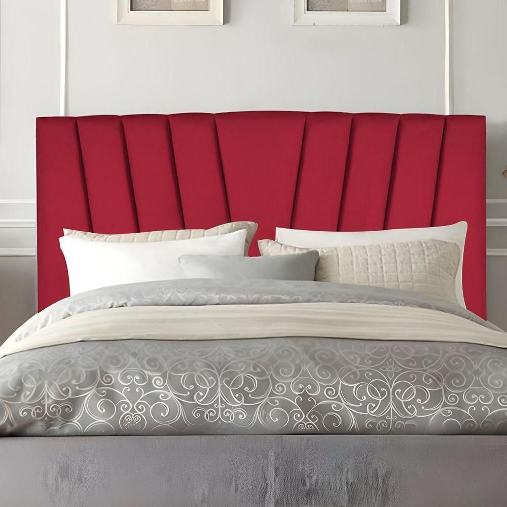 Cabeceira Solteiro Cama Box Estofada 90 Cm Lile Suede Vermelho