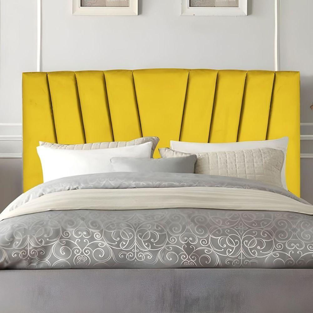 Cabeceira King Cama Box Estofada 195 Cm Lile Suede Amarelo