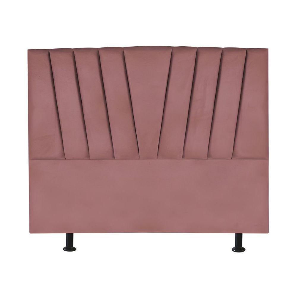 Cabeceira Estofada Cama Box King 195 Cm Ariel Veludo Rosé