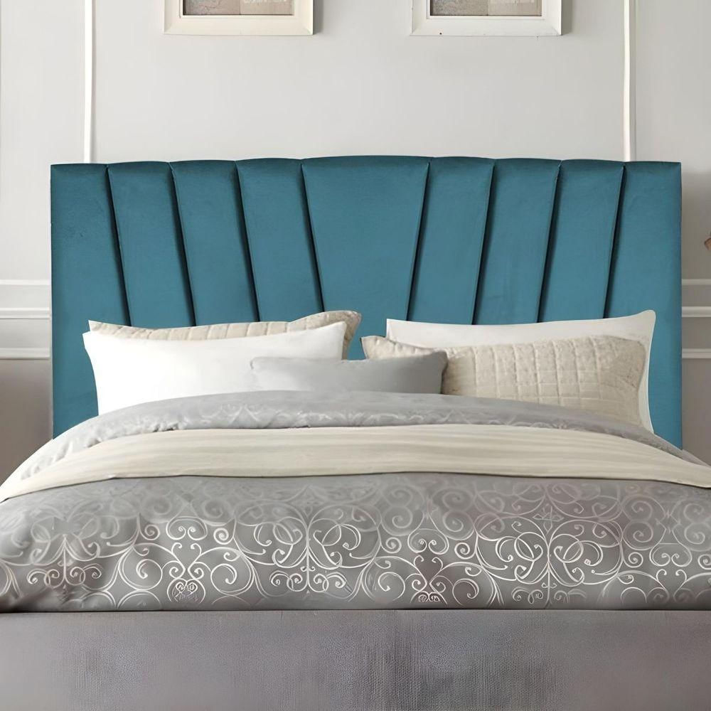 Cabeceira Solteiro Cama Box Estofada 90 Cm Lile Suede Azul Turquesa