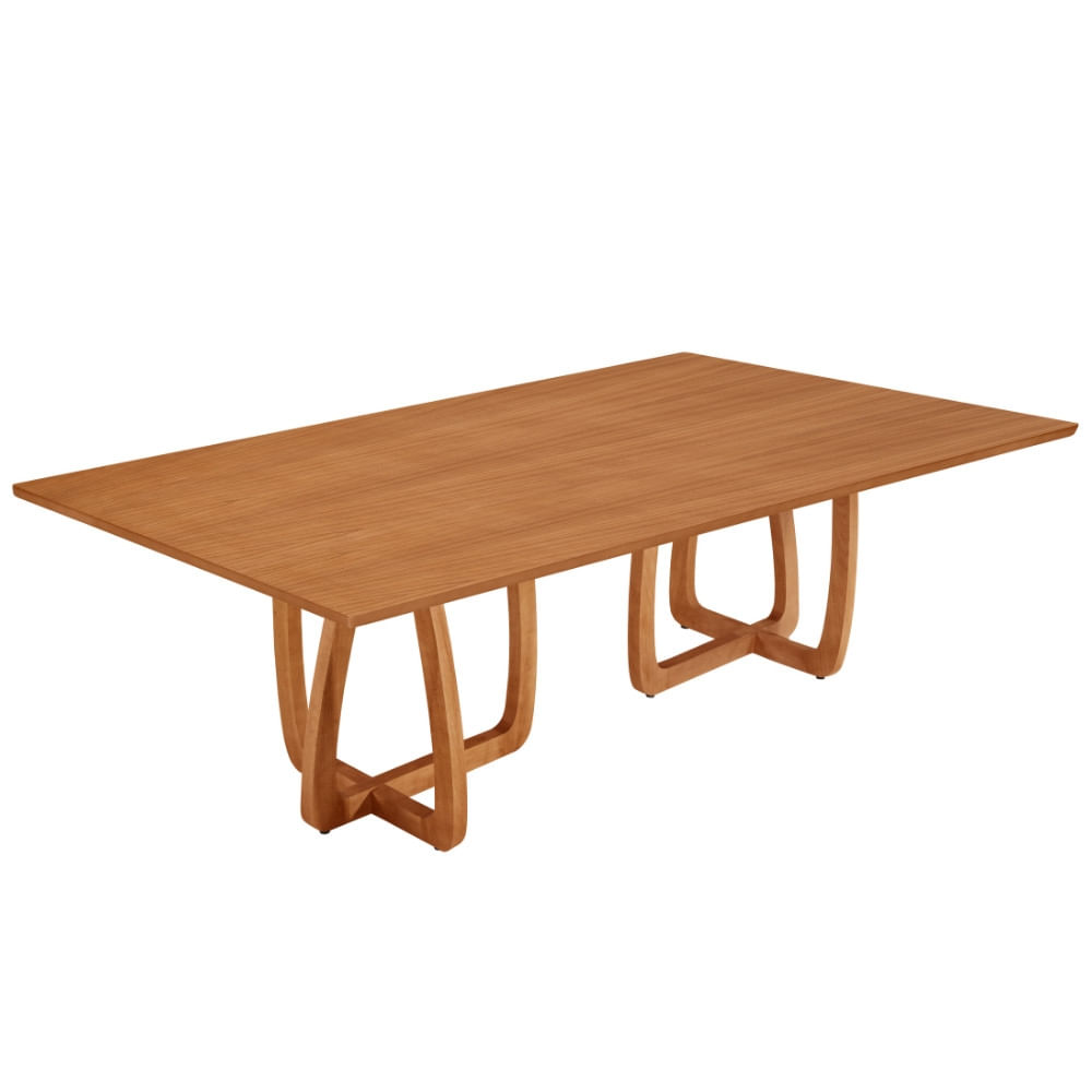 Mesa para Sala de Jantar Flora 240cm Tampo Canto Moeda Laminado