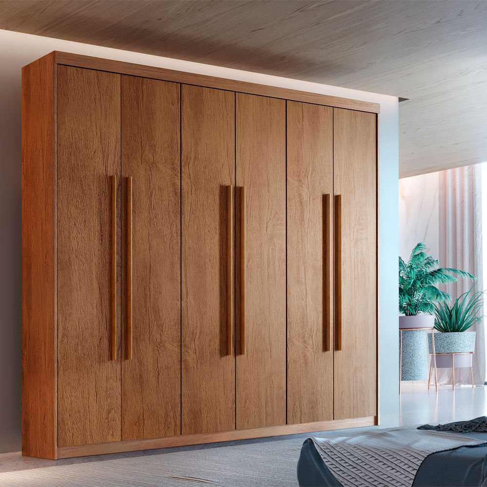 Guarda Roupa Casal Heros 6 Portas e 2 Gavetas MDF Moderna