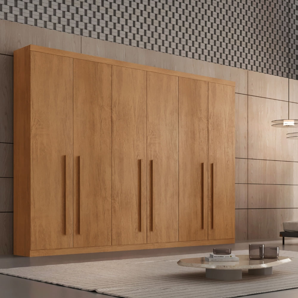 Guarda Roupa Casal Maya 100 MDF 6 Portas e 6 Gavetas - Rufato
