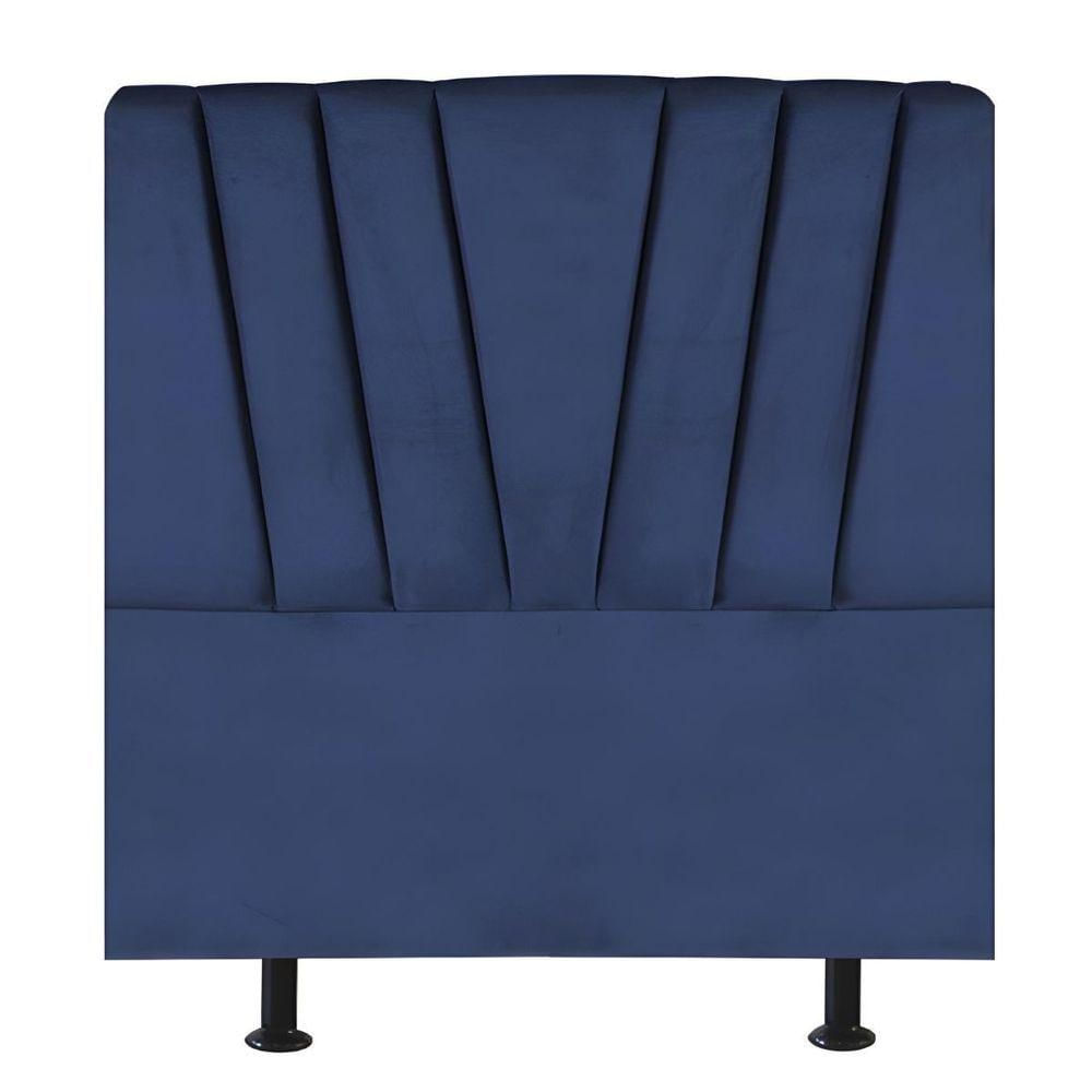 Cabeceira Estofada Cama Box Solteiro 100 Cm Ariel Suede Azul Marinho
