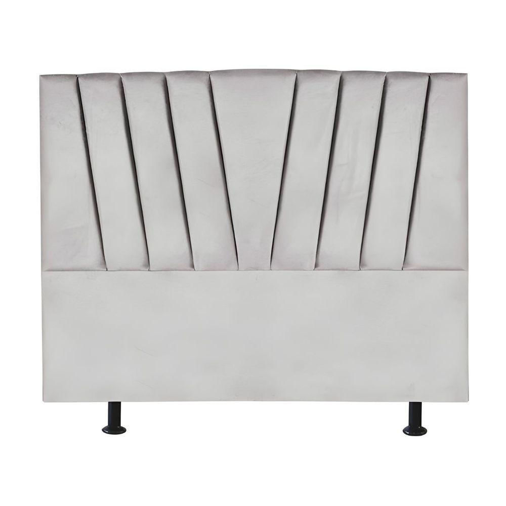 Cabeceira Estofada Cama Box King 195 Cm Ariel Suede Cinza Claro