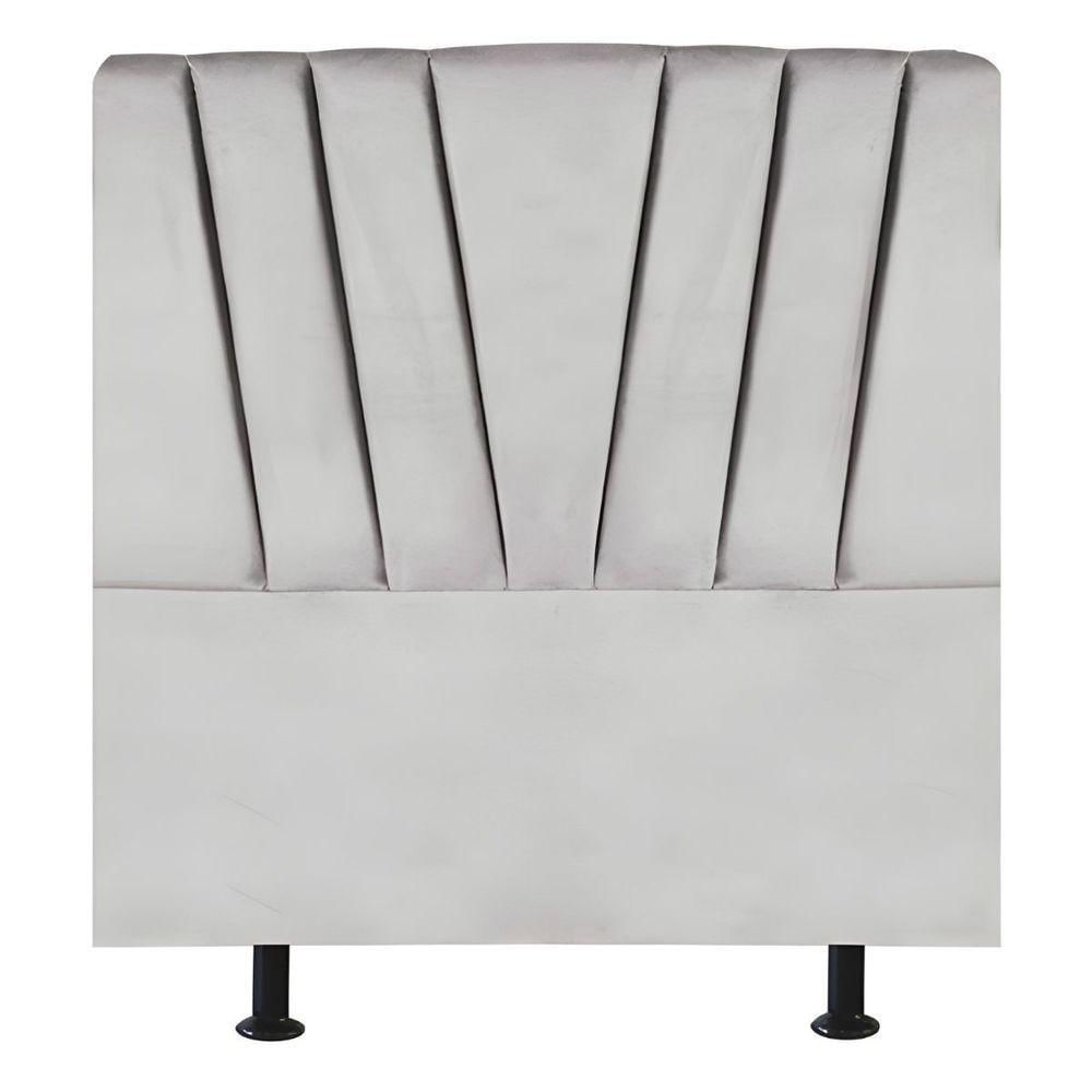 Cabeceira Estofada Cama Box Solteiro 90 Cm Ariel Suede Cinza Claro