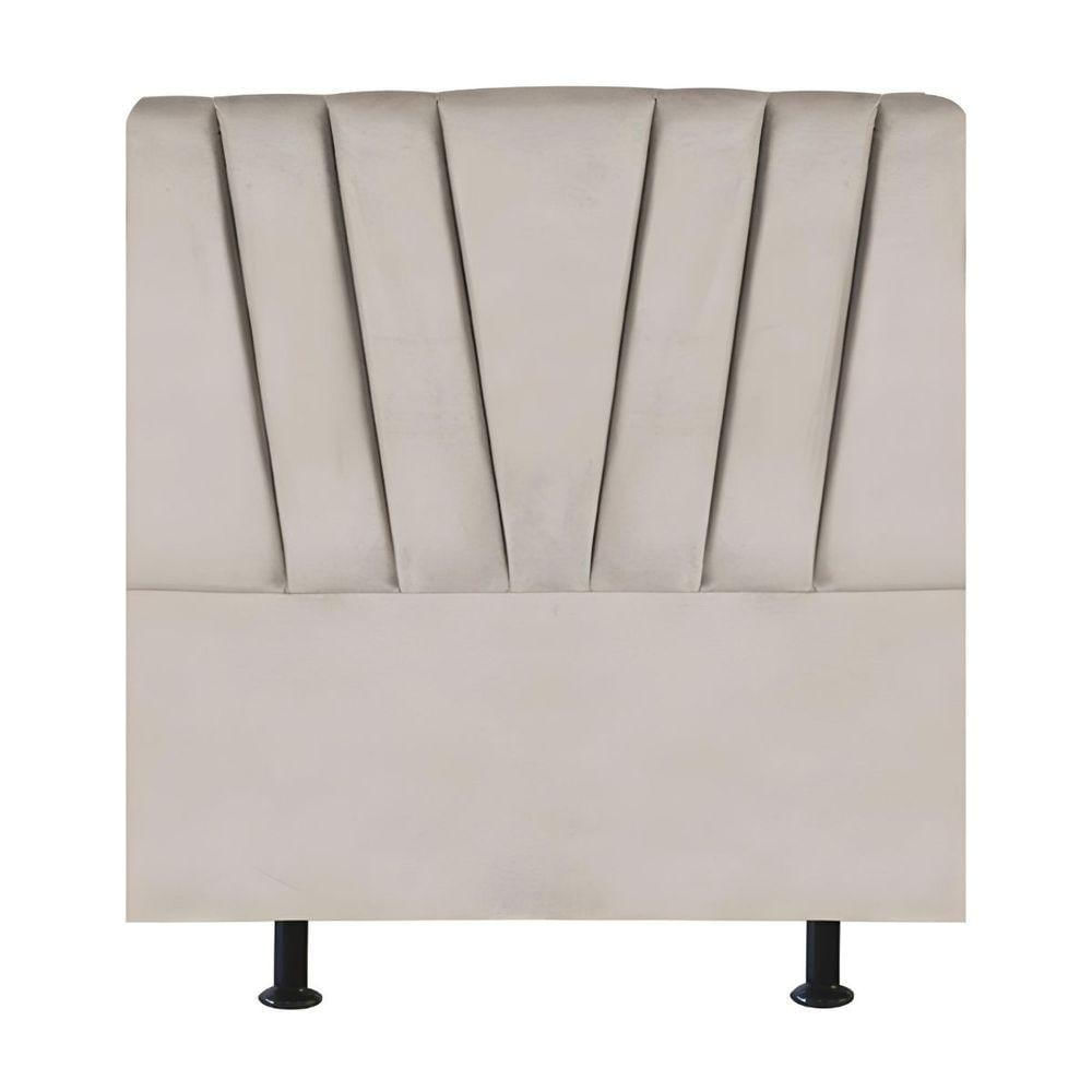 Cabeceira Estofada Cama Box Solteiro 90 Cm Ariel Suede Bege
