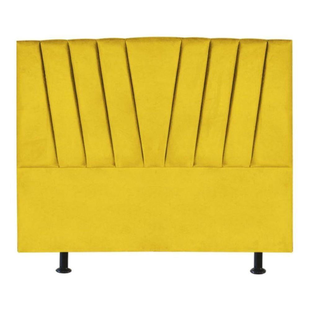 Cabeceira Estofada Cama Box King 195 Cm Ariel Suede Amarelo