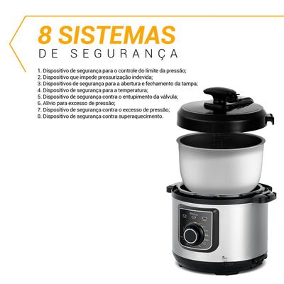 Panela de Pressão Elétrica Philco 5L 9 Funções PPPE05B 127V