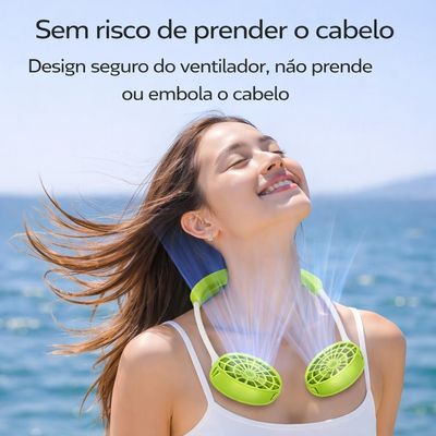 Ventilador de Pescoço Portátil Recarregável USB Rosa