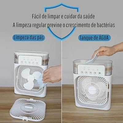 Mini Ventilador e Umidificado Portátil de Mesa Branco