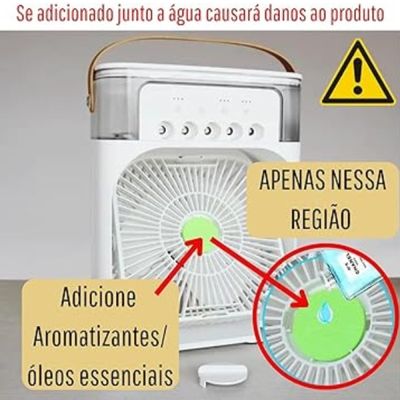 Mini Ventilador e Umidificado Portátil de Mesa Branco