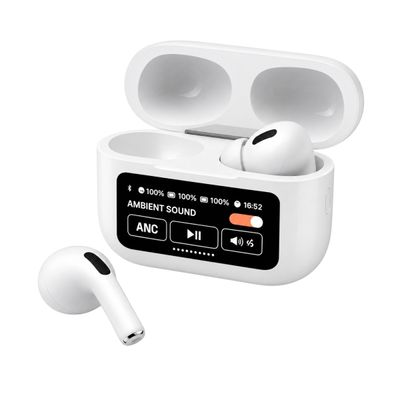 Fone de Ouvido Display LCD Audio Premium Branco