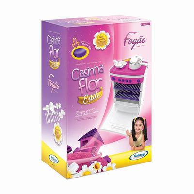 Fogão Casinha Flor Estilo com Acessórios - Rosa - 4854 -