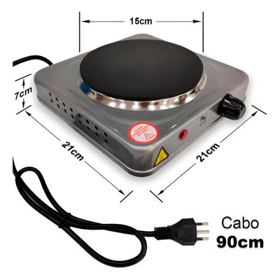 Fogão Cooktop elétrico Portátil 1 Boca 1000W - Ideal para Viagens, Camping e Cozinha