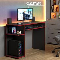 Mesa Gamer para Computador Retangular Ilion MDP 80CM Vermelho Casah