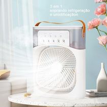 Ventilador Portátil de Mesa Mini Ar Condicionado Umidificador Branco 3 Velocidades 5V