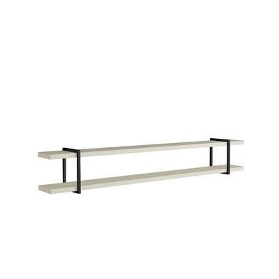 Painel para TV com Nicho e Prateleira Bend Smart MDF Ripado Louro e Luna com Preto Casa Lar Shop