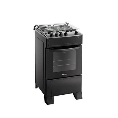 Fogão de Piso 4 Bocas a Gás Atlas Mônaco Top Mesa de Inox Automático Preto Bivolt