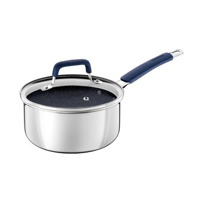 Panela Romagna Aço Inox with Revestimento Cerâmico Black Stone para Fogão de Indução Azul Tramontina
