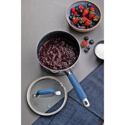 Panela Romagna Aço Inox with Revestimento Cerâmico Black Stone para Fogão de Indução Azul Tramontina