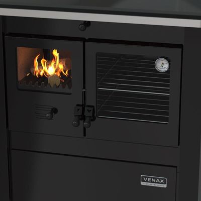 Fogão a Lenha N2 Le Corbusier Dupla Combustão Venax com Forno 40L Preto