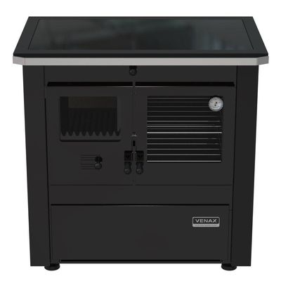 Fogão a Lenha N2 Le Corbusier Dupla Combustão Venax com Forno 40L Preto