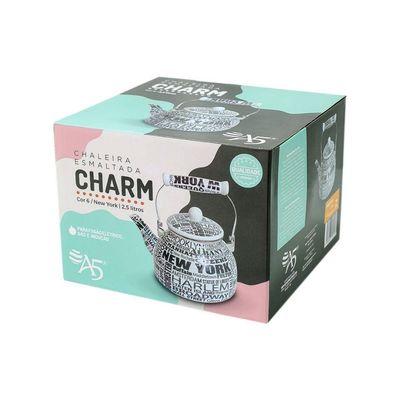 Chaleira New York Esmaltada Ferro para Fogão Elétrico a Gás e Indução 2,5L Charm