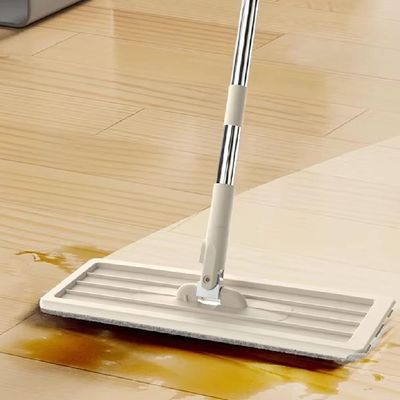 Esfregão Mop Flat com Balde Duplo Lava e Seca em Polipropileno com Cabo Extensível Inox para Pisos