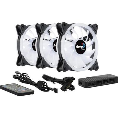 Kit de Coolers para Computador Duo 12 Pro ARGB with 3 Ventiladores 120MM e Hub H66F Preto Aerocool
