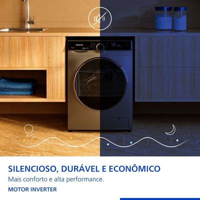 Lava e Seca Panasonic NA-S26MK1LBR 13kg 8kg Intuitive+ Vapor+ Antialérgico Titânio 220V