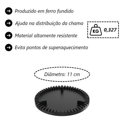 Kit 5 Espalha Chama Libaneza Fogão Industrial Queimador Simples 11cm