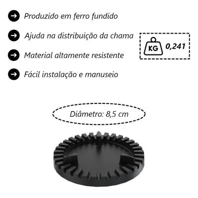 Queimador Duplo para Fogão Industrial Ferro Fundido N02 17,4cm Libaneza