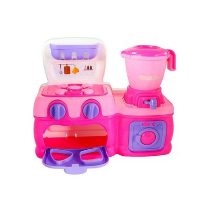 Mini Cozinha Infantil Rosa com Fogão Forno e Liquidificador JP Brink
